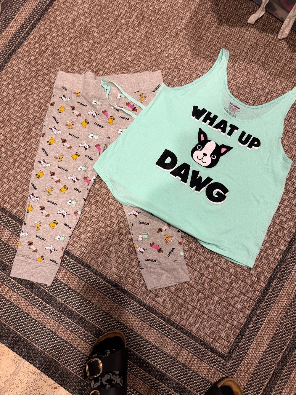 Joe Boxer Mint Green Tank & Gray Dog-Print Pajama Set